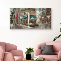 Corner Cafe Framed Canvas Art Print