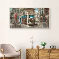 Corner Cafe Framed Canvas Art Print