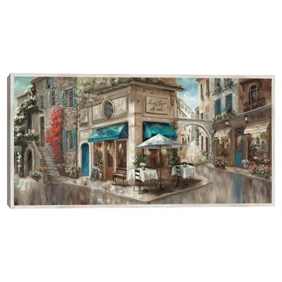 Corner Cafe Framed Canvas Art Print