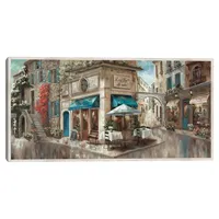 Corner Cafe Framed Canvas Art Print