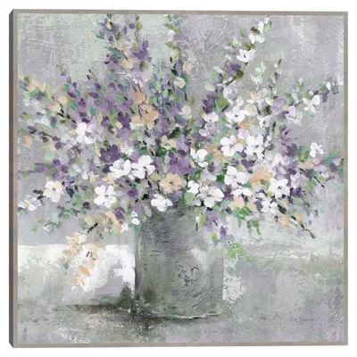 Farmhouse Lavender Framed Canvas Art Print