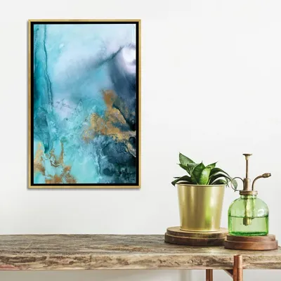 Seawall Waves Abstract Canvas Framed Art