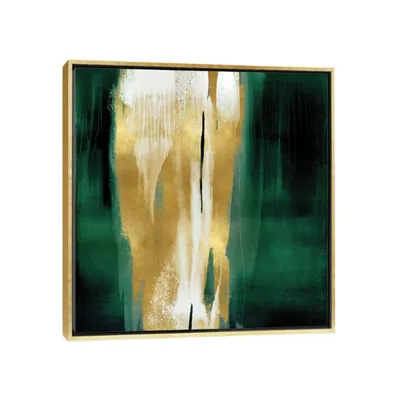 Free Fall Emerald with Gold I Canvas Art Print