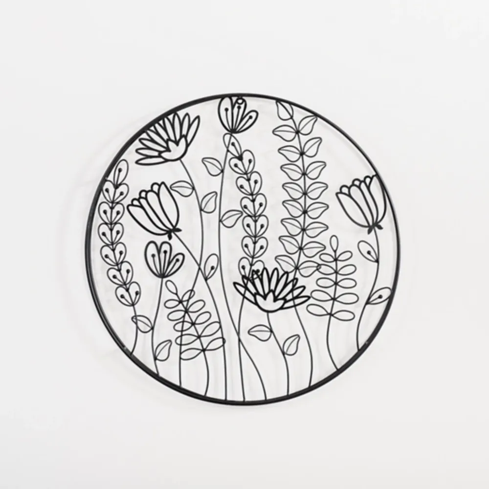Round Metal Floral Cutout Wall Plaque