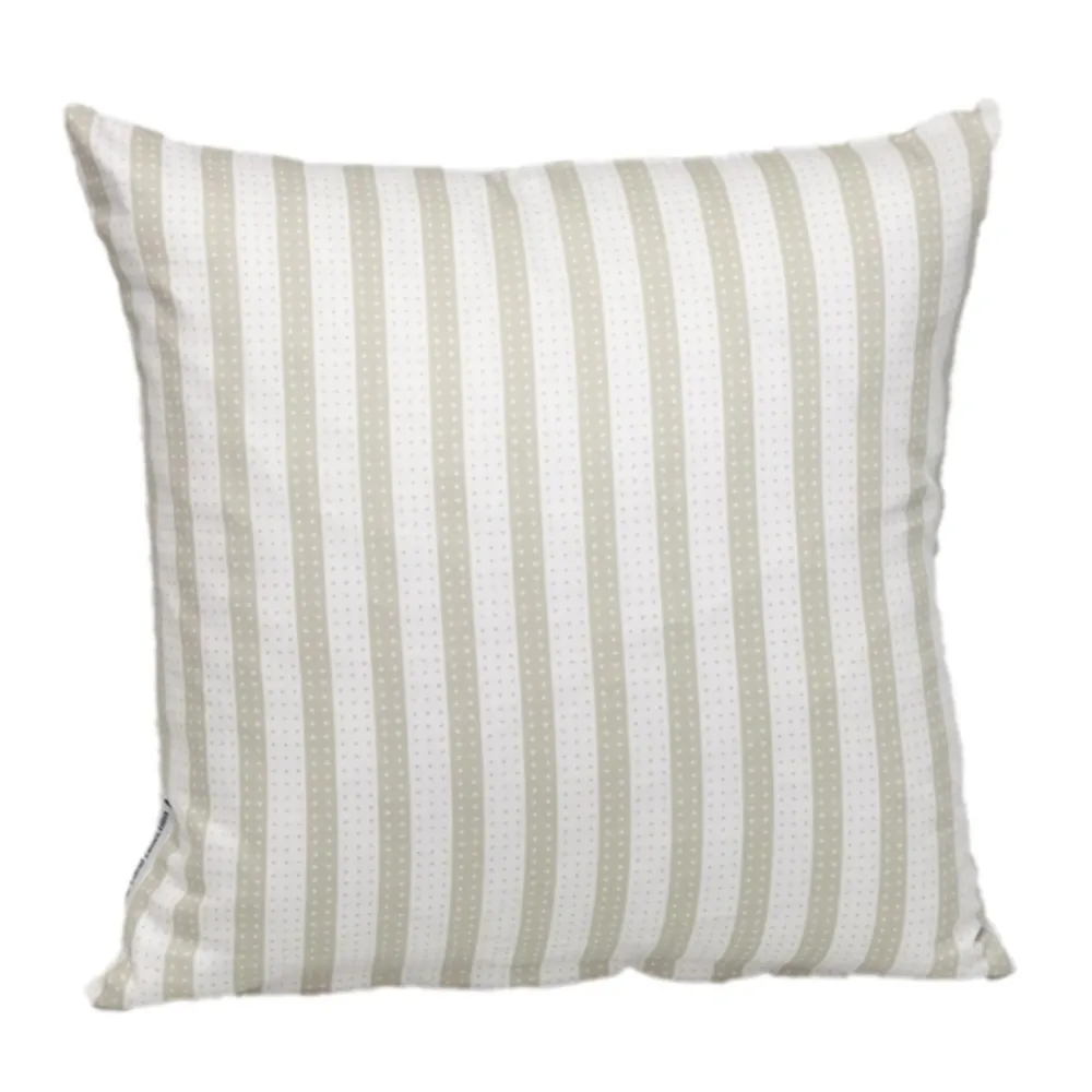 White and Tan Dotted Stripes Pillow