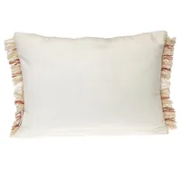 Beige Woven Red Stripes Lumbar Pillow