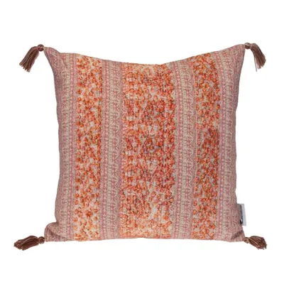 Orange and Pink Floral Stripe Pillow