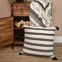 Black & White Bungalow Stripe Throw Pillow