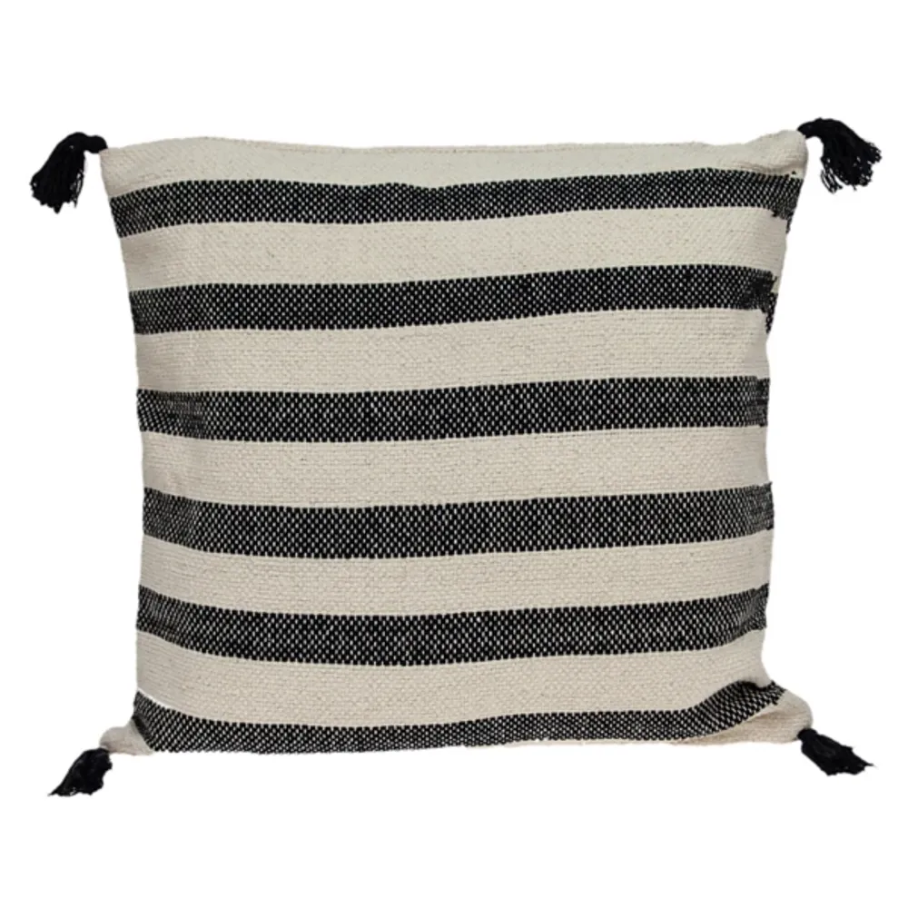 Black & White Bungalow Stripe Throw Pillow