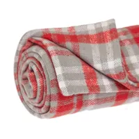 Red and Gray Plaid Cotton Throw