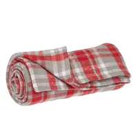 Red and Gray Plaid Cotton Throw