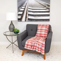 Red and Gray Plaid Cotton Throw