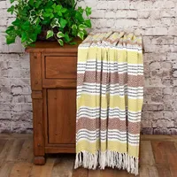 Rust and Neon Herringbone Multi Striped Throw