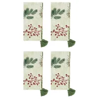 Red Berry and Pine Christmas Napkins, Set of 4