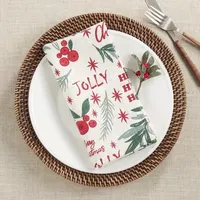 Holly Berry Typography Christmas Napkins, Set of 4