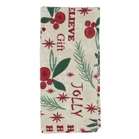 Holly Berry Typography Christmas Napkins, Set of 4