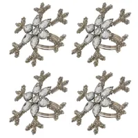 Silver Beaded Snowflake Napkin Rings, Set of 4
