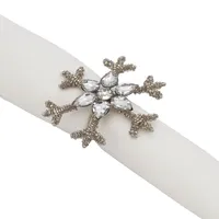 Silver Beaded Snowflake Napkin Rings, Set of 4