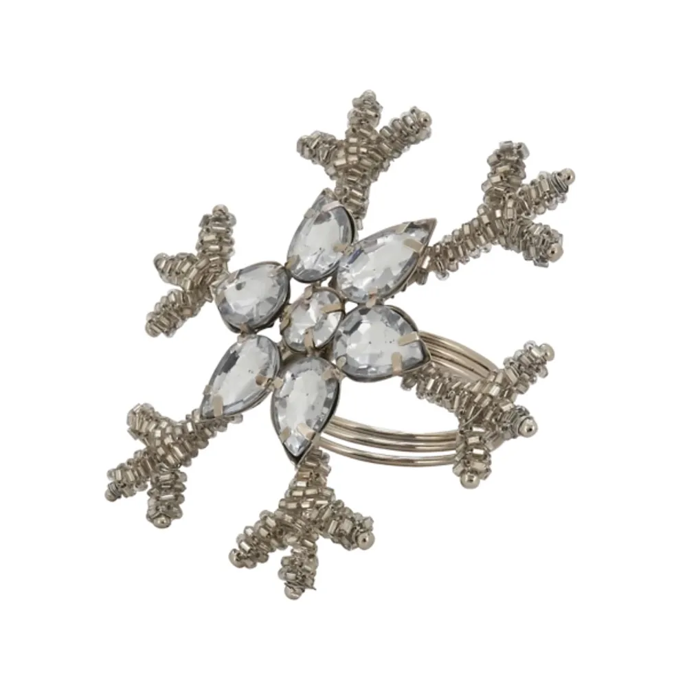 Silver Beaded Snowflake Napkin Rings, Set of 4