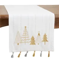 White and Gold Christmas Tree Table Runner