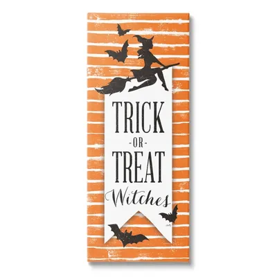 Orange Stripe Trick or Treat Wall Plaque