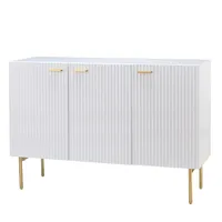 White Ribbed Wood Sideboard Cabinet