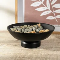 Black Wood Pedestal Bowl