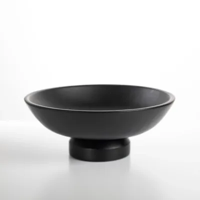 Black Wood Pedestal Bowl