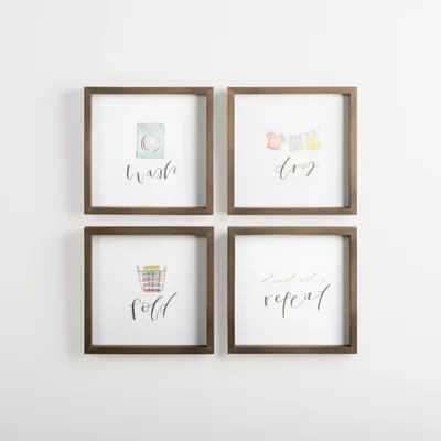 Wash Dry Fold Wall Plaques, Set of 4