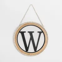 Whitewash Bead Trim Monogram W Plaque