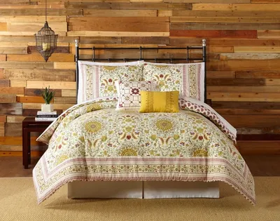 Shyla Yellow Vinework Queen 5-pc. Comforter Set