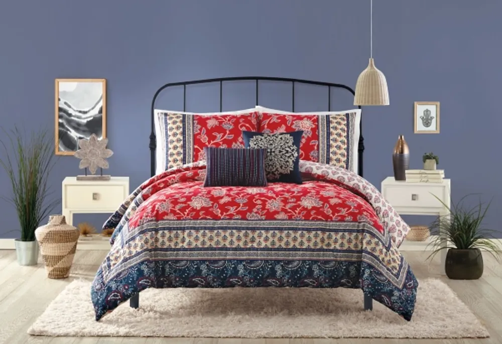 Red Navy Marbella Queen 5-pc. Comforter Set