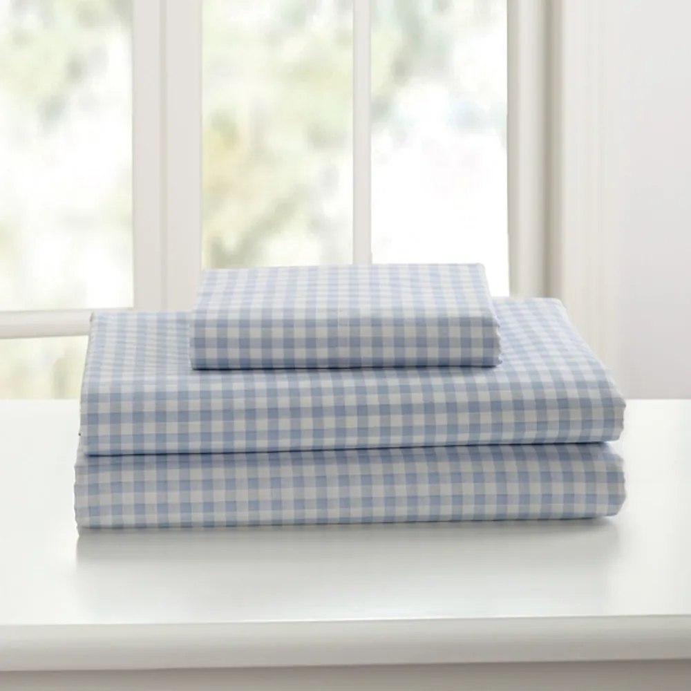 Blue Gingham King 3-pc. Sheet Set