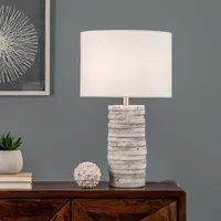 Gray Layered Cylinder Table Lamp