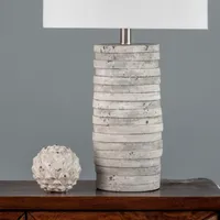Gray Layered Cylinder Table Lamp