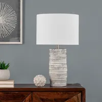 Gray Layered Cylinder Table Lamp