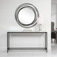 Black Metal Glass Top Console Table