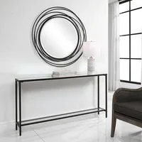 Black Metal Glass Top Console Table