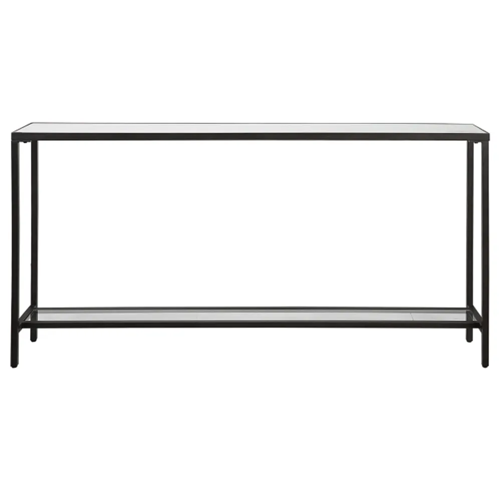 Black Metal Glass Top Console Table