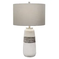 White and Brown Distressed Stripe Table Lamp