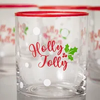 Red Christmas Lowball Glasses, Set of 4