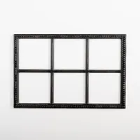 Black Wood Beaded 6-Pane Window Wall Plaque