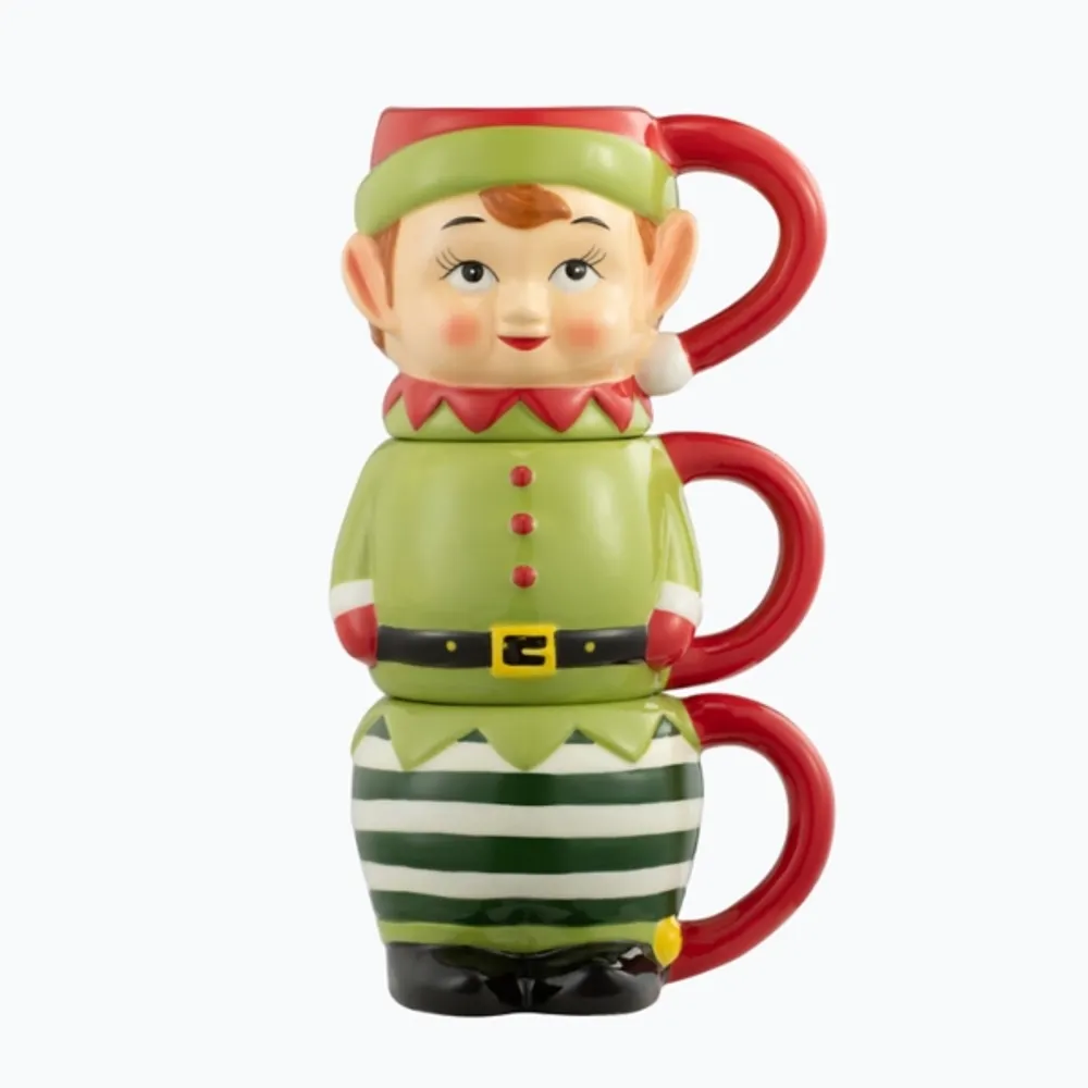 Elf Christmas Mugs, Set of 3