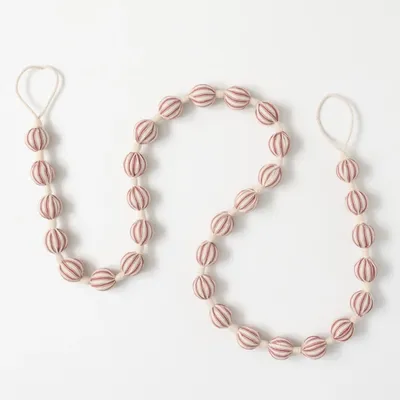 Red and Ivory Ticking Ball Garland