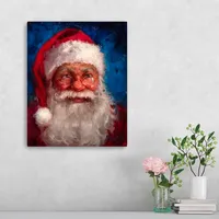 Deep Blue Santa Portrait Canvas Art Print