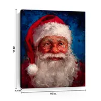 Deep Blue Santa Portrait Canvas Art Print