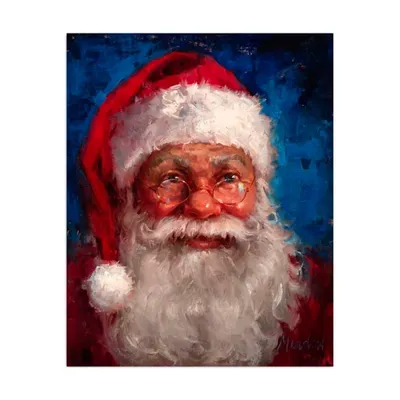 Deep Blue Santa Portrait Canvas Art Print