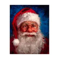 Deep Blue Santa Portrait Canvas Art Print