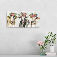 Christmas Cow Lineup Canvas Art Print