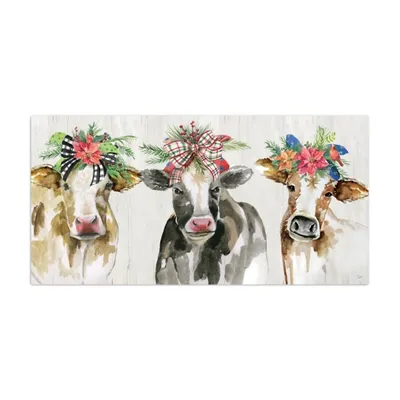 Christmas Cow Lineup Canvas Art Print